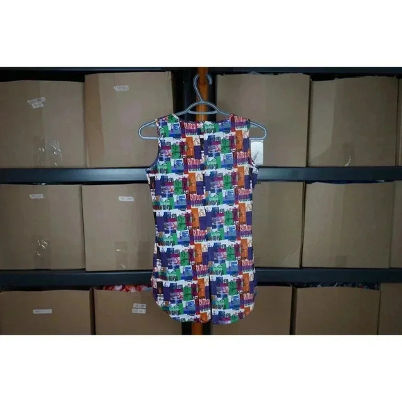 Vintage Women's Sleeveless Top Cropped Abstract 90s S #428 - Picture 2 of 7